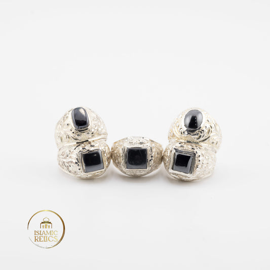 One-of-a-Kind Handmade engraved Silver Hematite Ring – Unisex Perfect Gift