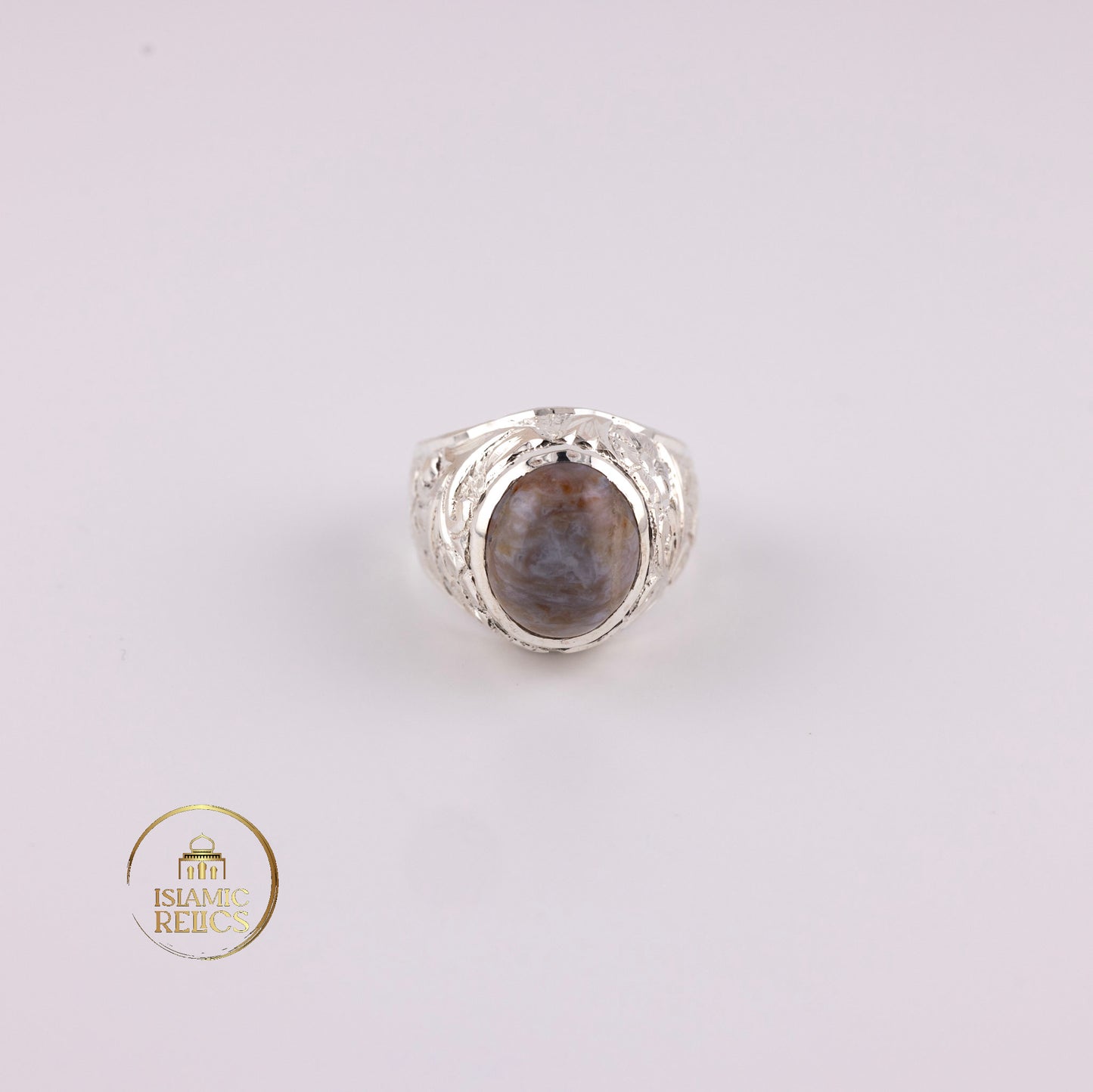 One-of-a-Kind Handmade engraved Silver Agate Ring – Unisex Perfect Gift