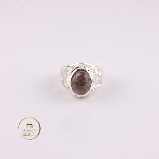 One-of-a-Kind Handmade engraved Silver Agate Ring – Unisex Perfect Gift