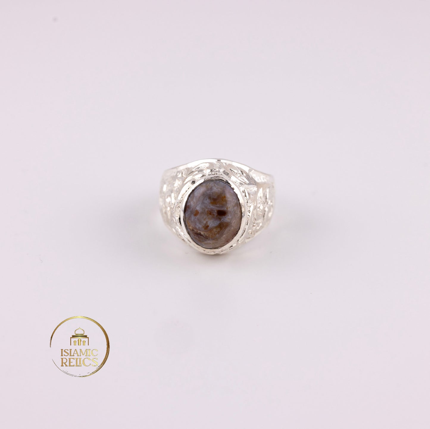 One-of-a-Kind Handmade engraved Silver Agate Ring – Unisex Perfect Gift